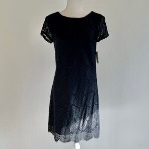 Laundry by Shelli Segal Black Lace Scalloped Dress